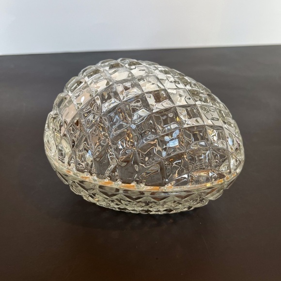 Vintage Clear Diamond Point Block Glass Egg - Picture 3 of 10